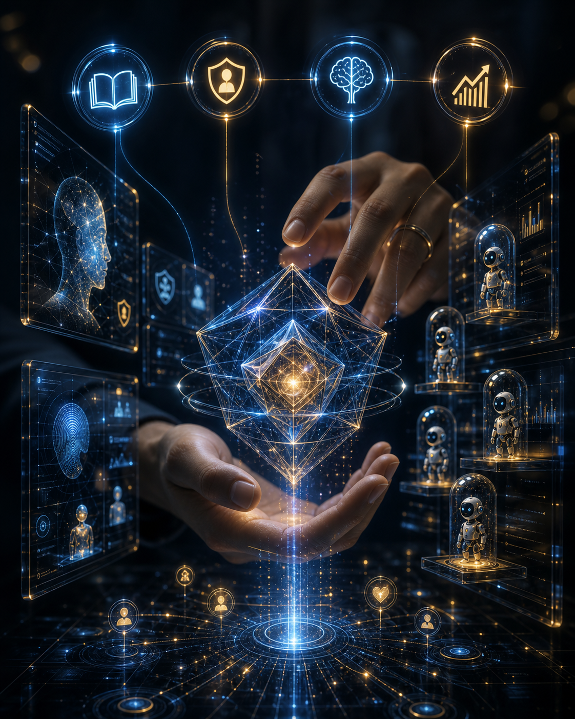 A luminous private data model becoming trained AI agents